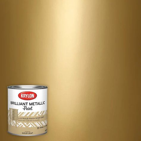 Krylon Gold Leaf Latex Metallic Paint (1-Quart) in the Craft Paint department at Lowes.com Metallic Gold Paint Wall, Gold Paint For Metal, Gold Color Painting, Metallic Gold Paint Colors For Walls, Gold Interior Paint, Metallic Gold Wall Paint, Gold Paint Colors For Walls, Gold Wall Paint, Metallic Wall Paint