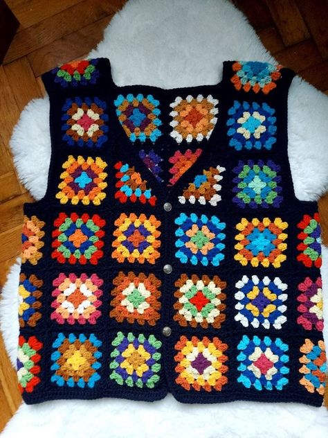 Misty morning oversized sweater Colorful Crochet Sweater, Crochet Granny Square Vest, Granny Square Vest, Long Crochet Cardigan, Granny Square Häkelanleitung, Crochet Waistcoat, Crochet Jacket Pattern, Crochet Hoodie, Granny Square Crochet Patterns Free