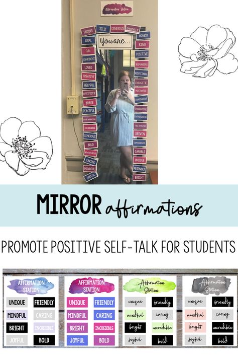 You Are Mirror Classroom, Mlp Room, Fairytale Classroom, Classroom Playlist, Mirror Affirmations, Affirming Words, Affirmation Mirror, Design Classroom, Mindfulness Classroom