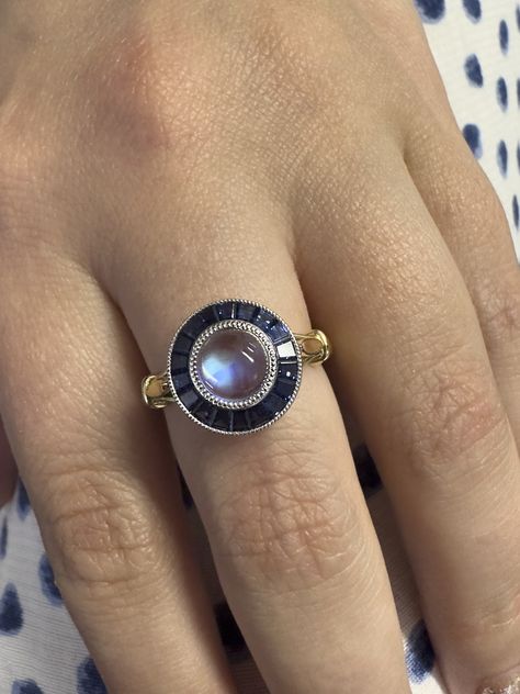 moonstone and sapphire target ring Moonstone And Sapphire, Target Ring, Art Deco Inspired Jewelry, Gorgeous Ring, Normal People, Elegant Art, Jewelry Images, Delicate Details, Art Deco Ring