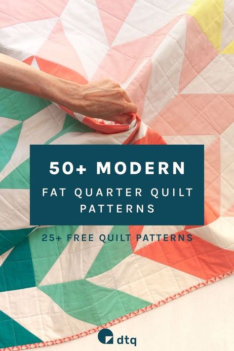 Searching for simple fat quarter quilt patterns that look modern? Check out our best selection of 50+ simple fat quarter quilt patterns! More than 25 of them are free! Get inspired by these awesome fat quarter pattern ideas. Fat Quarter Quilt Patterns Free, Fat Quarter Projects Quilt, Fat Quarter Baby Quilt Pattern, Fat Quarters Baby Quilt, Fat Quarter Quilt Patterns, Modern Quilt Patterns Free, Quilts Using Fat Quarters, Beginner Quilt Patterns Free, Modern Baby Quilt Patterns