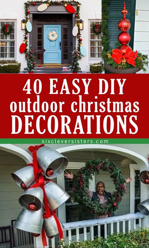 Easy Diy Outdoor Christmas Decorations, Best Outdoor Christmas Decorations, Diy Outdoor Christmas Decorations, Giant Christmas Ornaments, Outdoor Christmas Diy, Outside Christmas Decorations, Christmas Yard Decorations, Christmas Porch Decor, Christmas Decorations Diy Outdoor