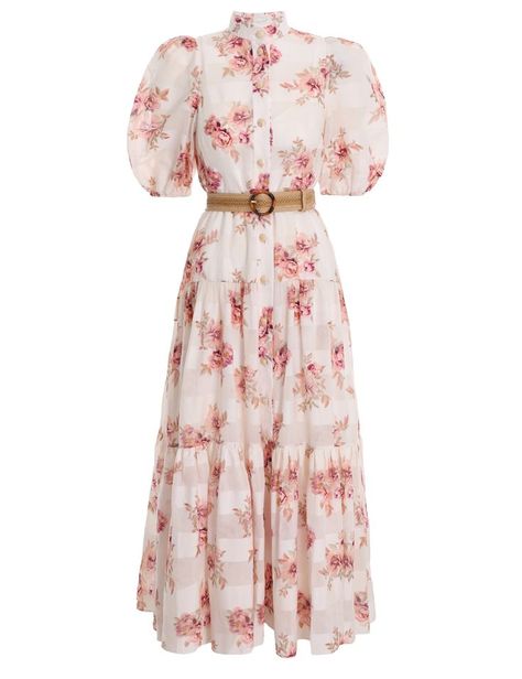 Zimmermann Rosa Striped Midi Dress Indian Kurti Designs, Kate Dress, Beach Wear Dresses, Silk Midi Dress, Striped Midi Dress, Feminine Dress, Pink Midi Dress, Mid Dresses, Feminine Look