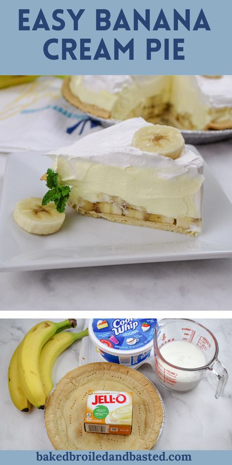 Bannan Pudding Recipes Easy, Banana Cream Pie Pudding Recipe, Easy Banana Pudding Pie, Banana Cool Whip Pie, Banana Delight Desserts, 12 Tomatoes No Bake Banana Cream Pie, Banana Cream Pie Bites, Easy Banana Pie Recipe, Banana Cream Pie Filling Recipes