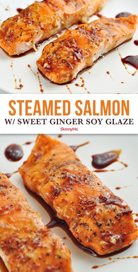 Steamed Salmon Recipes, Soy Glaze Recipe, Steamed Salmon, Steam Salmon, Soy Glaze, Recipe Salmon, Garlic Butter Salmon, Steam Recipes, Steamer Recipes