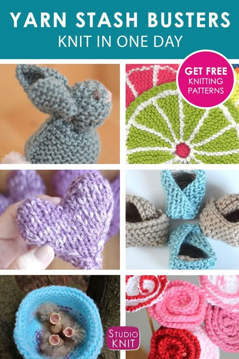 Simple Small Knitting Projects, Knit Stash Buster Projects, Knitting Patterns For Leftover Yarn, Knit Crafts To Make And Sell, Small Knitted Projects Simple, Quick Easy Knitting Patterns Free, Fast Knit Projects, Knitting Patterns Small Projects, Small Easy Knitting Projects Free