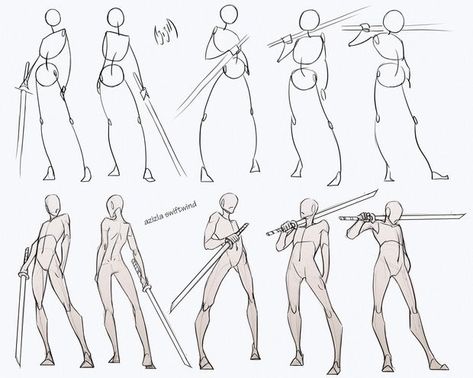 Swordsman Poses Pack - Follow my Patreon for ALL sketches and resources! Drawing reference resource practice human body anatomy tutorial male androgyne sword swordsman poses standing how to draw Poses With Swords Standing, How To Draw Manga Bodies, Greatsword Pose Reference, Warrior Poses Drawing, Warrior Poses References, Pose Reference Swordman Female, Pose With Swords Pose, Girl Holding Swords Reference Drawing, Man Holding Swords Reference Drawing