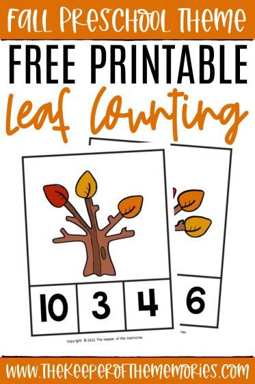 Practice counting 0-10, one-to-one correspondence, and number recognition with this adorable Free Printable Leaf Counting activity. These leaf counting clip cards are perfect for all of your fall preschool themes. Get yours today! #preschool #counting #fall #leaf Fall Leaves For Preschool, Fall Counting Mats Free, Leaves Week Preschool, Autumn Themes For Preschool, Fall Leaf Counting Preschool, Fall Math Preschool Activities, Preschool Fall Curriculum, Fall Math For Preschool, Leaf Counting Preschool