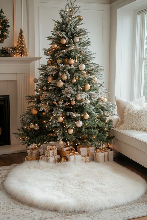 15 Gorgeous Luxury Christmas Decor Ideas to Elevate Your Home 15 Christmas Decor Gold And Silver, Holiday Decor Mantle, White Frosted Christmas Tree Ideas, Green And Champagne Christmas Decor, Lux Christmas Tree, Bougie Christmas Decor, Gold And Silver Christmas Tree Decor, Modern Luxury Christmas Decor, Classy Christmas Tree Decor