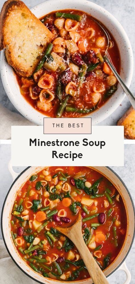 The Best Minestrone Soup Recipe | Ambitious Kitchen Veggie Noodle Soup Recipes, Ministroni Soup Recipe, Classic Minestrone Soup Recipe, Best Minestrone Soup Recipe, Best Minestrone Soup, Vegetarian Minestrone, Veggie Noodle Soup, Vegetarian Minestrone Soup, Sopa Minestrone