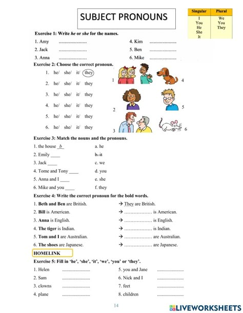 Pronouns Activity For Grade 1, Subjective Pronouns Worksheet, Personal Pronouns Worksheets Grade 3, Prounons Worksheet, Subject Pronoun Worksheet, Pronounce Worksheet, Pronouns For Grade 1, Subject Pronouns Worksheet Grade 1, English For Grade 3 Worksheets