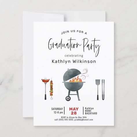 Graduation Bbq Party, Graduation Bbq, Bbq Party Invitations, Backyard Graduation Party, Backyard Bbq Party, Bbq Invitation, The Graduate, Bbq Party, Graduation Party Invitations