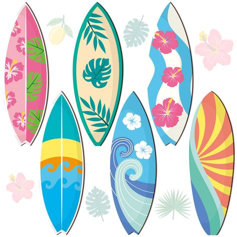 PRICES MAY VARY. 【Package Contents】:Package contains 6 pieces of summer surf hanging wooden plaques with 6 styles and matching twine. These wooden plaques are summer themed and designed in the style of a surf skateboard with elements unique to the beach, very summery and decorative in your home to create an atmosphere of vacationing at the beach. 【Quality Material】: These summer hangtags decorations are made of high quality wood, each wooden sign measures 11.81 x 2.71 inch ,thickness is 0.12inch Cute Surfboard Designs, Surf Boards Designs, Surf Board Designs, Finger Surfboard, Summer Graphic Design, Summer Surfboard, Surfing Decor, Surf Skateboard, Tent Logo