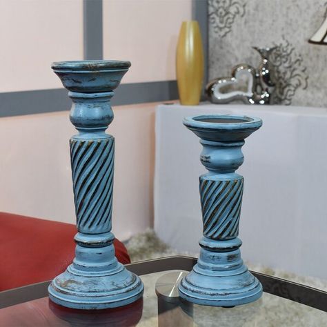 Glass Candle Stand, Metal Fireplace, Antiqued Candle Holders, Antique Candles, Eco Friendly Candles, Pillar Candle Holder, Traditional Pattern, Blue Color Schemes, Pillar Candle Holders