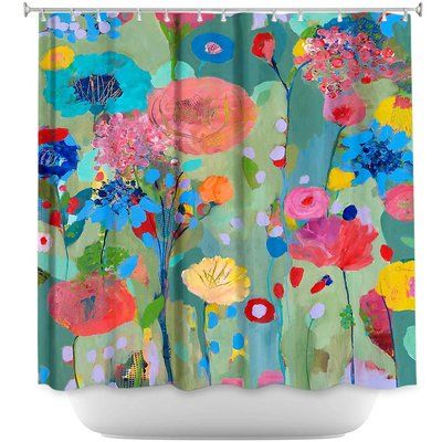 Latitude Run Bowmans Dreamscape Single Shower Curtain Turquoise Shower, Turquoise Shower Curtain, Fun Bathroom, Kids Shower Curtain, Floral Room, Bathroom Smells, Boho Bouquet, Floral Shower Curtains, Floral Curtains