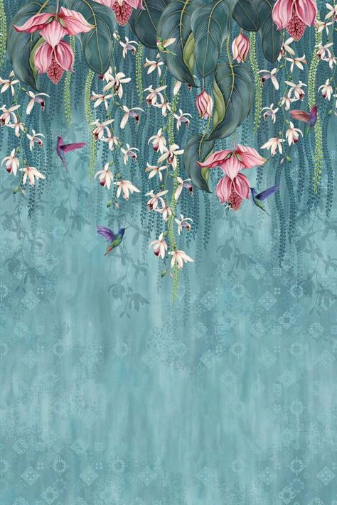 Osborne And Little Wallpaper, Orchid Wallpaper, Yellow Orchid, Teal Wallpaper, Pink Orchids, Design Del Prodotto, Wallpaper Decor, Teal And Pink, Flowering Vines