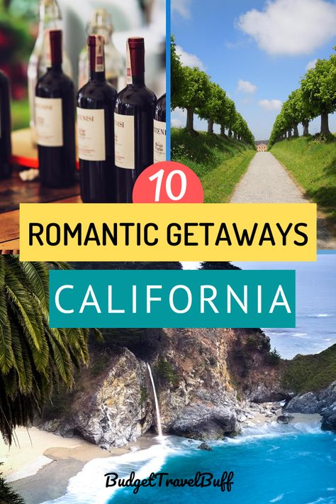 Do you know that the Golden State of America has some of the best romantic places for couples. If you are looking for honeymoon destinations in California or best weekend California getaways - Visit any of these couple friendly romantic places of California. #romanticplaces #honeymoondestinations #californiagetaways Romantic Places For Couples, Places For Couples, California Getaways, Best Romantic Getaways, California Travel Guide, Couples Travel, Travel California, Trip Destinations, Best Honeymoon Destinations