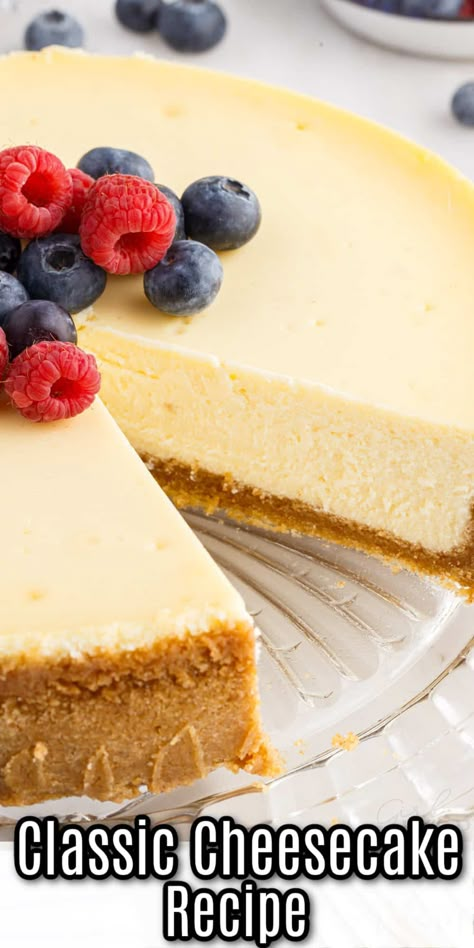 Baked to perfection in a springform pan, this classic cheesecake recipe boasts a perfectly golden crust, while the interior remains creamy and decadent. Top it off with a drizzle of your favorite fruit sauce or a sprinkle of chopped nuts for an extra special touch. Best Classic Cheesecake Recipe, New York Style Cheesecake Recipe Springform Pan, Cheesecake In Premade Crust, 10 In Cheesecake Recipe, Black And White Cheesecake, 9” Cheesecake, Cake Pan Cheesecake, Simple Baked Cheesecake Recipe, 7 Inch Cheesecake Recipe Springform Pan