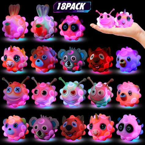 PRICES MAY VARY. Light Up Animal Pop Balls---18PCS Animal Pop Balls now feature glow-in-the-dark accessories, Shake gently to glow,allowing them to light up both day and nightn.These innovative fidget toys combine the joy of popping with cute animal designs, These glowing Animal Pop Balls make a perfect gift for any occasion. Stress relief toys---When you press the bubble, the mini pop balls fidget toy will make a slight popping sound, it’s very enjoyable and decompressed,These pop it animals ar Balls Birthday Party, Carnival Classroom, Boy Birthday Favors, Toddler Party Favors, Dark Accessories, Party Favor Cups, Class Birthdays, Kids Party Favors, Dark Pop