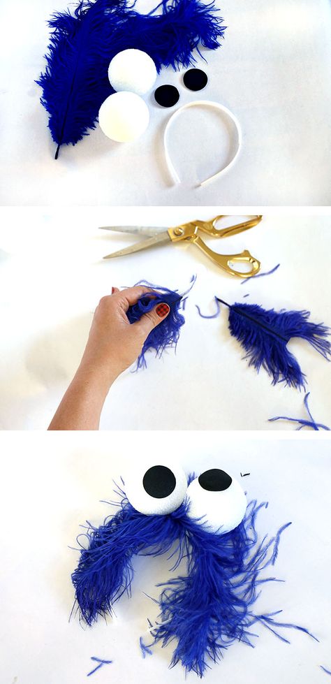 Make your own cookie monster headband - super easy last minute costume idea! Cookie Monster Headband, Monster Headband, Cookie Monster Costume, Easy Homemade Cookies, Monster Costume, Diy Carnival, Cookie Monster Party, Homemade Cookie, Cookie Monster Birthday