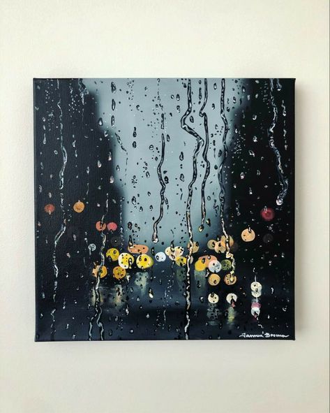 Rainy City Painting, Rainy City, Doodle Books, Bokeh Effect, Canvas Drawings, Bokeh Lights, Gouache Art, City Painting, Painting Art Lesson