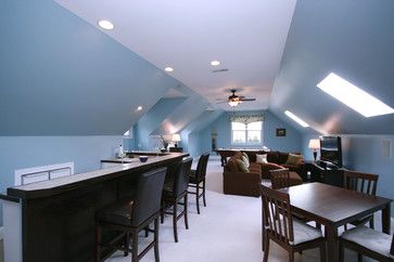 attic media room Attic Design Ideas, Bonus Room Design, Room Above Garage, Slanted Walls, Attic Renovation Ideas, Attic Lighting, Finished Attic, Media Room Design, Attic Flooring