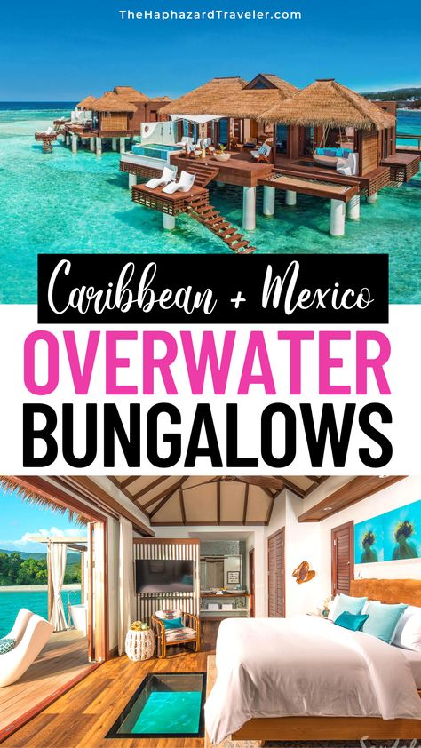 Need a tropical escape? Discover the best Mexico & Caribbean overwater bungalows near the USA! Perfect for honeymoons, destination weddings, romantic escapes & family vacations. Includes budget options + luxury all inclusive resorts that include a wedding, scuba certification & more! overwater bungalows cancun | overwater bungalows caribbean | sandals over water bungalows | overwater bungalows usa | overwater bungalows caribbean vacation | best caribbean all inclusive resorts | sandals resort Best Tropical Vacations All Inclusive, Sandals Over Water Bungalows, Bungalow Over Water Resorts, Cheap Cruises All Inclusive, Over Water Bungalow Affordable, Overwater Bungalow All Inclusive, Over The Water Bungalow, Over Water Bungalow, Cheapest All Inclusive Resorts