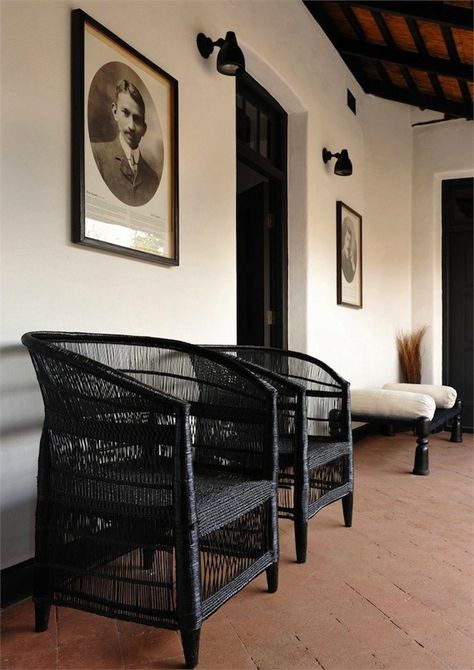 A guesthouse that channels the spirit of Ghandi. British Colonial Decor, Black Wicker, Quotes Strong, Painted Wicker, Wicker Shelf, British Colonial Style, Serenity Now, Quotes Friendship, Casas Coloniales