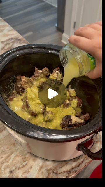 Sarah Jordan on Instagram: "Healthier crockpot recipe: Steak in salsa verde ✨  Dump and go , healthier for you ingredients!   Recipe: 2 pounds stew meat (season and sear with salt/pepper) Siete carnitas packet  Siete salsa cremosa jalapeño  1 onion sliced   #crockpot #recipe #healthyfood #mealprep #fyp #quickmeals" Salsa Verde Steak Recipe, Siete Recipes, Carnitas Crockpot, Sarah Jordan, Crockpot Stew, Meat Seasoning, Crockpot Recipe, Stew Meat, Healthy Crockpot