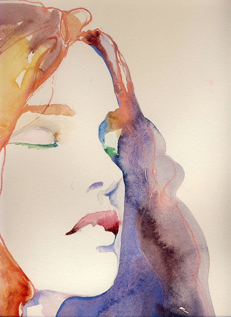 meditate by cate parr Cate Parr, Watercolor Face, Fashion Illustration Watercolor, 얼굴 드로잉, Tableau Pop Art, Watercolor Fashion, Seni Cat Air, Purple Turquoise, Watercolor Paintings Tutorials