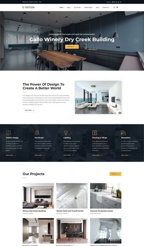 Architecture & Interior WordPress Theme What We Do Page Design, Corporate Web Design, Line Theme, Interior Design Website, Web Design Projects, Shopify Website, Glass Facades, Wordpress Theme Design, Website Layout