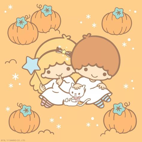 Little Twin Stars / First Day of Fall Sanrio Fall Aesthetic, Little Twin Stars Halloween, Twin Stars Halloween, Fall Sanrio, Sanrio Autumn, Christmas Front Door Decorations, October Spread, Orange Widget, Door Decorations Ideas