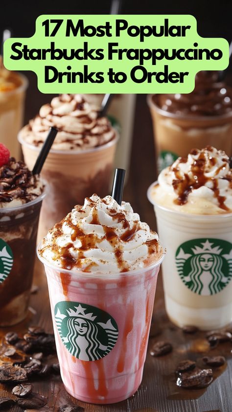 A selection of popular Starbucks Frappuccino drinks in various flavors, showcasing both classic and creative options perfect for any taste. Starbucks Drinks To Try Vanilla, Trending Starbucks Drinks, Starbucks Drinks With Coffee, Blended Starbucks Drinks, Starbucks Drinks To Try Frappuccino, Starbucks Frappe Orders, Starbucks Frappuccino Orders, Starbucks Drinks Frappuccino, Starbucks Orders To Try