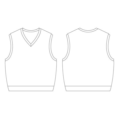 Vest Sketch Design, Sweater Vest Drawing, Vest Flat Sketch, Vest Sketch, Vest Template, Vest Drawing, Sweater Template, Design Outline, Fashion Sketching