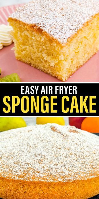 Discover the delightful world of air-fried desserts with our Air Fryer Sponge Cake recipe. This easy-to-follow recipe will guide you in creating a fluffy and light sponge cake using the convenience of your air fryer. Our air fryer cake recipe ensures a tender and moist texture, making every bite a heavenly experience. Whether you're a fan of homemade desserts or simply looking to try something new with your air fryer, this sponge cake is a must-try. Air Fryer Cake Recipes, Air Fryer Recipes Dessert, New Air Fryer Recipes, Air Fryer Recipes Snacks, Fried Dessert, Air Fryer Oven Recipes, Air Fry Recipes, Sponge Cake Recipes, Air Fryer Dinner Recipes