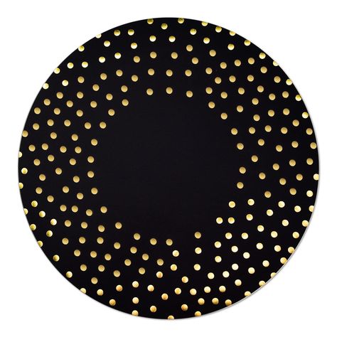 PRICES MAY VARY. What you get: 50 pieces of black and gold polka dots paper placemats, measure 14 inches/34 cm in Diameter , sufficient quantities and gold foil effect that can meet your various dining table decoration needs Gold Foil: our decorative table mats are decorated with gold foil polka dots on black background, which is shining and full of exquisite feeling, easy to match event styles and make more eye-catching, will add a lively touch to your dining table Material: these round gold pl New Years Eve Dining Table, Dollar Tree Charger Tray Christmas Table Topper, Gold And White Christmas Plates On Black And Rustic Accentsk Tablecloth, Christmas Placemats Gold, Black Gold Round Table Setting, Black Gold Thanksgiving Table, Black White And Gold Christmas Table Decor, Gold Christmas Dining Table, Black White And Gold Dining Room Table Setting