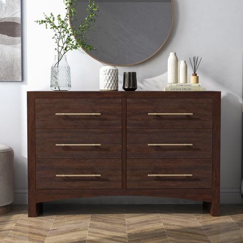 Dark Brown Dresser Bedroom, Brown Dresser Decor, Dark Brown Dresser, Brown Dresser, Dresser Design, Bedroom Furniture Dresser, Traditional Bedroom, Elegant Bedroom, Double Dresser