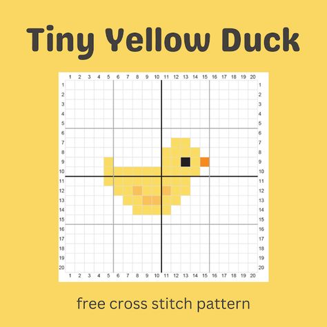 Keeping it Real: Tiny Yellow Duck - Free Cross Stitch Pattern Mini Cross Stitch Patterns Free Charts, Rubber Duck Cross Stitch, Small Cross Stitch Patterns Free, Tiny Cross Stitch Patterns, Typeset Drawer, Small Cross Stitch Patterns, Keychain Duck, Cross Stitch Keychain, Stitch Keychain