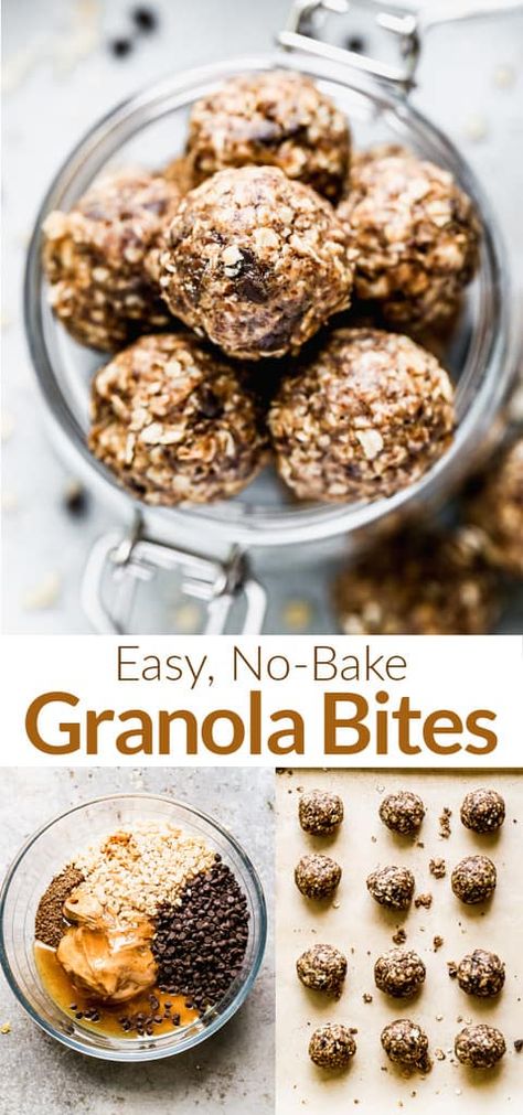 These easy Granola Bites are our favorite on-the-go snack, packed with whole grains and protein, and all your favorite add-ins! via @betrfromscratch Granola Bar Bites, Protein Granola Balls, Healthy Granola Bites, Protein Granola Bites, Granola Protein Balls, Gronala Recipes Easy, Granola Bites Recipe, Budget Breakfast, Soft Granola