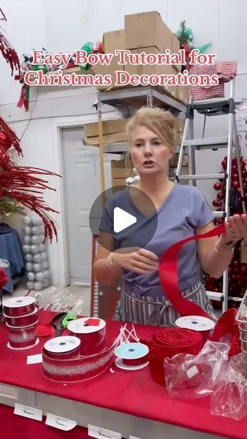 3,107 likes, 31 comments - tmigifts on August 7, 2024: "Another fun bow tutorial for your Christmas decorations this year. Save this video to help you as the holidays approach. 🎄❤️ Shop supplies at tmigifts.com #christmastree #christmasbows #easybowtutorial #christmasdecorations". Easy Xmas Decorations To Make, Ribbon Tree Topper Diy Bow Tutorial, Bows On Top Of Christmas Trees, Bows For Xmas Tree, Diy Christmas Chair Decor, Christmas Bow Topper Tutorial, Xmas Ribbon Ideas, Bows For Tree Toppers, Large Bows On Christmas Tree