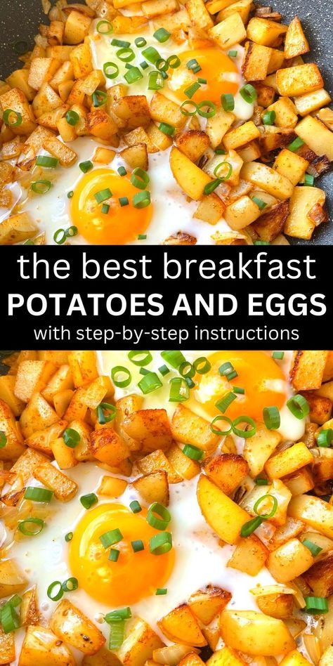 Eggs And Onions, Healthy Breakfast Potatoes, Recipe For Potatoes, Potato And Egg Breakfast, Healthy Skillet Meals, Gluten Free Fast Food, Breakfast Potatoes Skillet, Crispy Breakfast Potatoes, Potatoes And Eggs