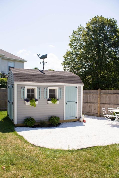 Coastal Theme Shed Shed Makeover, Pool Shed, Shed Office, Tuff Shed, Backyard Storage Sheds, Shed Decor, Craft Shed, Simple Shed, Backyard Storage