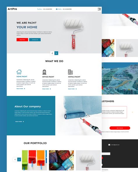 Download Free Paint HTML Template Painting Company Website Design, Painting Website Design Inspiration, Paint Company Branding, Paint Website Design, Painter Website Design, Painting Website Design, Painting Website, Logo Online Shop, Best Landing Pages