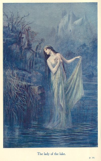 lady of the lake  Speed, Lancelot (1860-1931), "The Lady of the Lake" from: The Legends of King Arthur and His Knights  . 9th edition. Ed. Sir James Knowles, K. C. V. O. London; New York: Frederick Warne and Co., 1912 The Lady Of The Lake, Mists Of Avalon, Roi Arthur, Lady Of The Lake, Arthurian Legend, Martin Parr, Celtic Mythology, Art Story, Pre Raphaelite