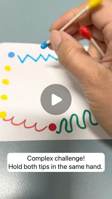 Cindy @ Your Kids OT ✏️🍪🇦🇺🐕 on Instagram: "PRE-WRITING AND FINE MOTOR CHALLENGE!   This activity was inspired by @mansiambaliya .  * Pre-writing - place coloured dots on a page, ask your child to draw pre-writing lines in the matching colour from one dot to the next. I’ve used a chalk dice to provide some line options. Work on pencil grasp, pencil control, visual spatial awareness, form constancy.  * Fine motor challenge - use Cotton tips (Q-tips) and colour in the ends to match your chosen colours. Trace the pre-writing lines but you can’t put down the cotton tips. You can make it even harder by keeping both cotton tips in one hand. Rotate, shift, use intrinsic finger muscles, inhand manipulate, separate the two sides of the hand, stabilise the ulnar side!   So many benefits to this a Pencil Control Activities, Pencil Grasp Activities, Visual Spatial, Pencil Grasp, Pencil Control, Spatial Awareness, Writing Lines, Pre Writing, Hands On Activities