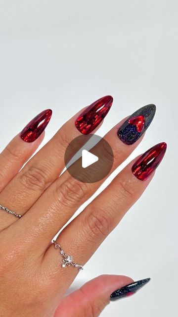 Daily Charme Official on Instagram: "Nail Hack: 2 easy ways to use nail art foils 😍🤯 Comment "FOIL HACK" for the full product list to recreate this gorgeous look! 🖤✨❤️  Save & share for inspo!  #nailtutorial #nailhack #foilnails #rednails #blacknails #gelnails #glitternails #holonails #holographicnails #halloweennails #fallnails #fallnails2024 #halloweennails2024 #dailycharme" Flame Nail Art Tutorial, Red Foil Nails Designs, Nail Foil Designs Ideas, Foil Nail Designs, Red Chrome Nails, Flame Nail Art, Nail Art Designs Images, Foil Nail Art, Holo Nails