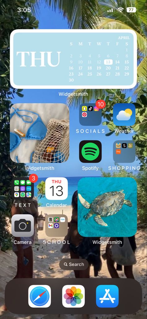 Beach Home Screen Ideas, Summer Home Screen, Summer Homescreen, Organize Phone Apps, Widget Iphone, Cute Home Screens, Ios App Iphone, Wallpaper Iphone Summer, Summer Iphone