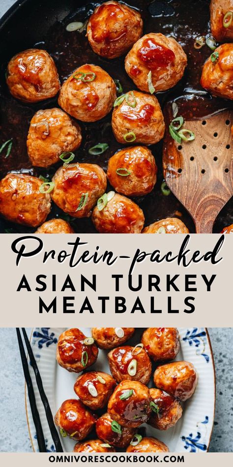 Asian Turkey Meatballs offer a tasty and healthy twist on traditional meatballs. Made with lean turkey and flavored with ginger, garlic, and green onions, these tender meatballs are topped with a savory soy glaze. Perfect for busy weeknight dinners and weekly meal prep. Serve over steamed rice or noodles for a family-friendly meal. This is an easy Asian-inpsired recipe that you will enjoy all year long. Meatball Recipes Healthy, Traditional Meatballs, Chinese Meatballs, Tofu Meatballs, Asian Turkey Meatballs, Asian Turkey, Turkey Meatballs Healthy, Soy Glaze, Asian Meatballs