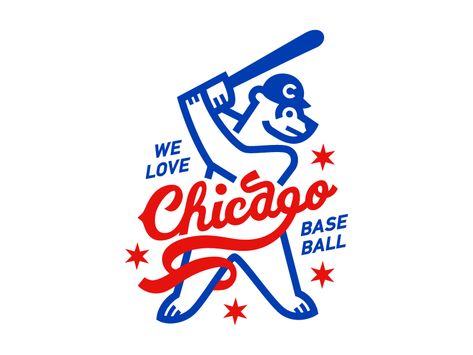 Chicago Graphic Design, Chicago Logo, Modern Logos, Chicago Cubs Baseball, Sports Logo Design, Minimalist Business Logo, Cubs Baseball, Typo Logo, Baseball Design