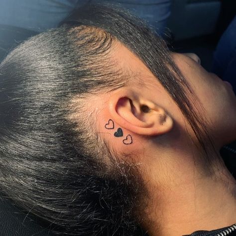 jae.’s Instagram video: “These were matching tatts 🥰  I’ll be accepting walk-ins starting next week monday-thursday only.” Heart Tattoo Behind Ear, Red Heart Tattoo, Love Heart Tattoo, Behind Ear Tattoos, Red Heart Tattoos, Girl Neck Tattoos, Tattoo Behind Ear, Small Heart Tattoos, Neck Tattoos Women